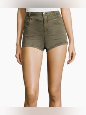 Vanilla Star High-Waist Olive Green Denim Shortie. SZ 0/24